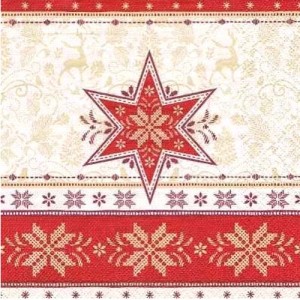 Салфетка для декупажа "Зимний красный" бумажная, 312160, 33х33 см